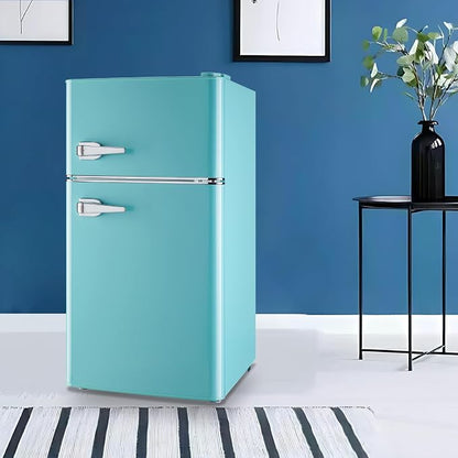 Small Refrigerator with Freezer Double Door Mini Fridge Adjustable Glass Shelves - Image 9