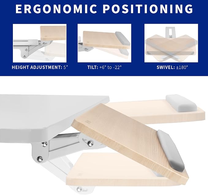 VIVO Adjustable Computer Keyboard and Mouse Platform Tray Ergonomic Under Table - Image 3