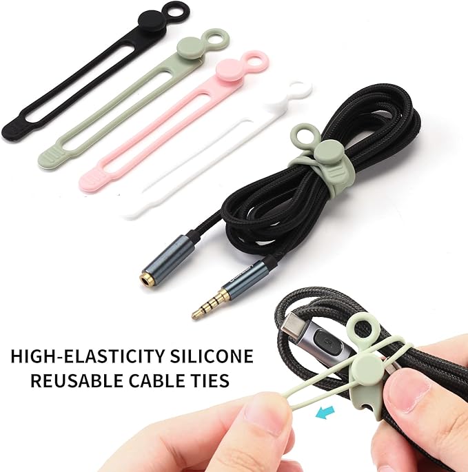 UMUST Silicone Cable Ties, Reusable Cable Management Organizer, Cable Straps - Image 3