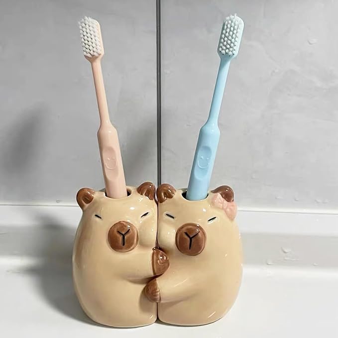 Ceramic Toothbrush Holder for Bathroom, Cute Capybara Shape Tooth Brush Holders - Image 7