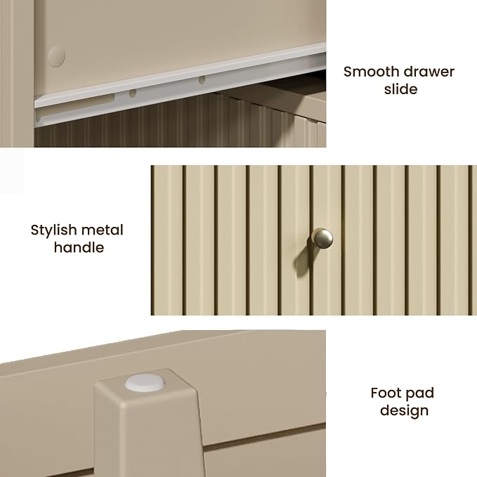 RoyalCraft Beige 6 Drawer Dresser, Fluted Modern Wood Chest of Drawers - Image 6