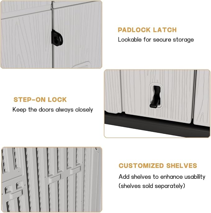 KINYING Outdoor Vertical Storage Shed, 57 Cu.ft Outdoor Storage Cabinet - Image 7