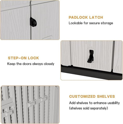KINYING Outdoor Vertical Storage Shed, 57 Cu.ft Outdoor Storage Cabinet - Image 7