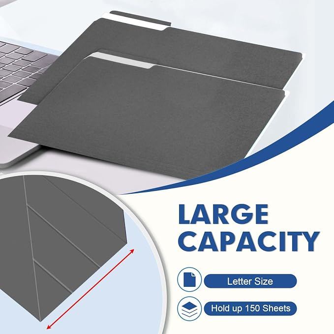 File Folder, PANDRI 120 Pack File Folder, 1/3 Cut Tab, Letter Size, Filing - Image 4
