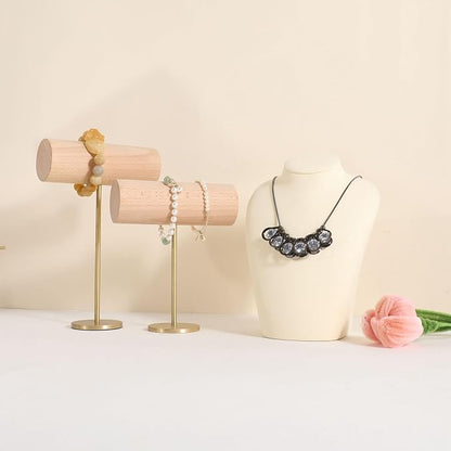 GemeShou Beige necklace hanger jewelry organizer, Velvet jewelry stand necklace - Image 4