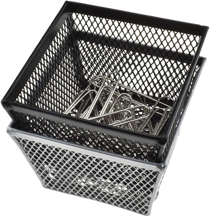 HAHIYO Stackable Paper Clip Mesh Holder Cup 2.2" Height 4 Pack Sturdy Paperclip - Image 8