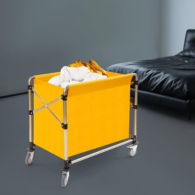 Commercial Laundry Cart with Wheels, Folding Laundry Hamper Cart, Heavy Duty - Image 8