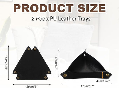 uxcell 2 Pcs Valet Tray for Women and Men, PU Leather Jewelry Tray Entryway - Image 2