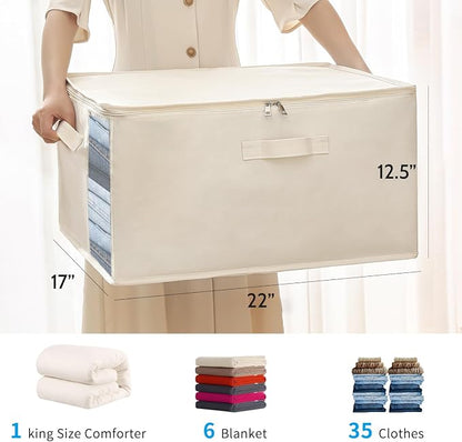 4 Pack Large Canvas Comforter Storage Bags Closet Organizer - Image 7