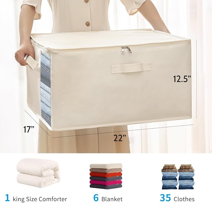 6-Pack Large Canvas Comforter Storage Bags Closet Organizer - Image 7
