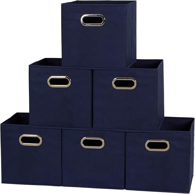 Household Essentials Foldable Fabric Storage Cubes 6-Pack – 11x11x11 Stackable by HouseholdEssentials