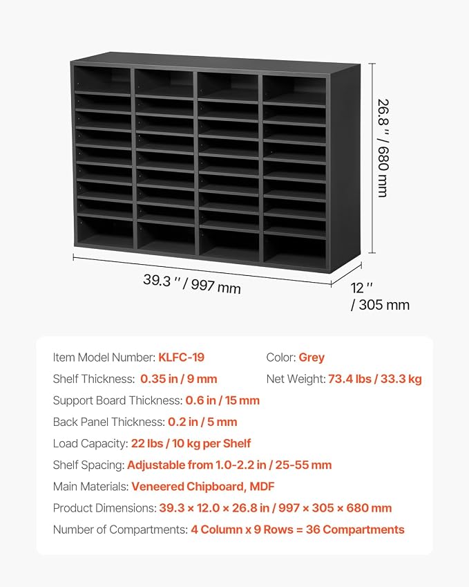 VEVOR Literature Organizer, 36 Compartments Office Mailbox - Image 3