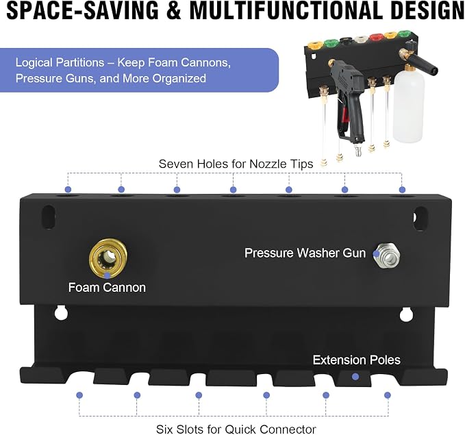 Wall Mounted Pressure Washer Gun & Foam Cannon Holder, Car Wash Accessories - Image 3