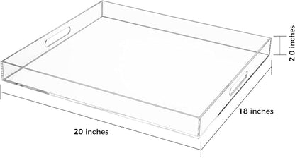 Clear Rectangular 18x20 Inches Acrylic Ottoman Tray Decorative Serving Tray - Image 2