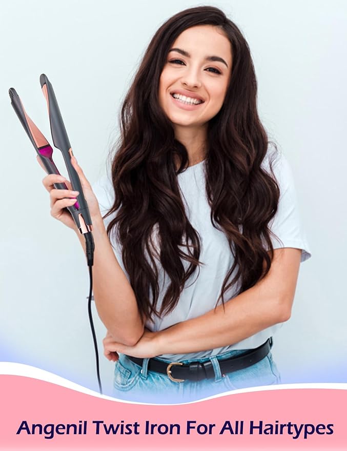 ANGENIL Pro Twist Ceramic Flat Iron 1 Inch, Dual Voltage Hair Straightener and - Image 3