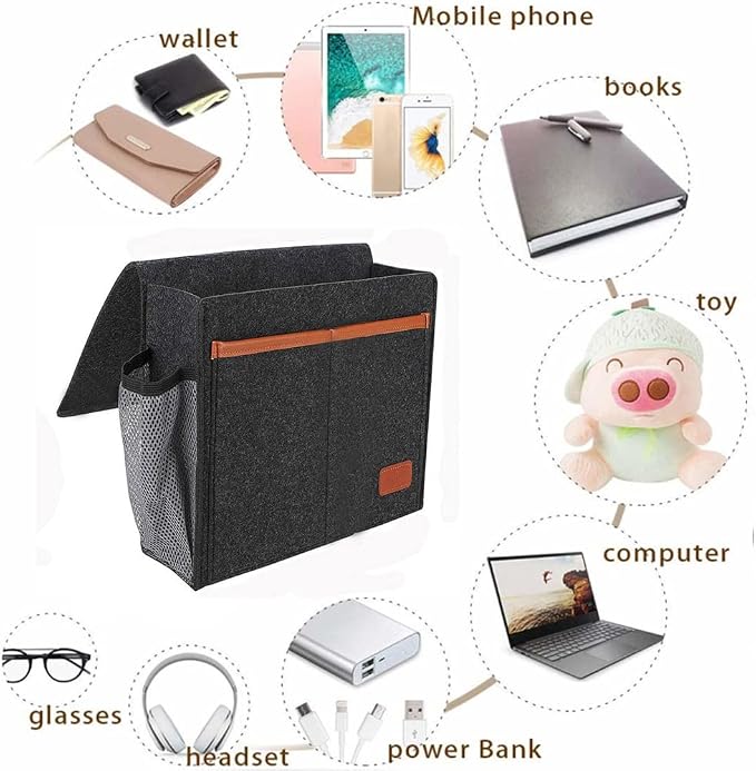 Bedside Caddy, Felt Bedside Storage Organizer, Hanging Storage - Image 4