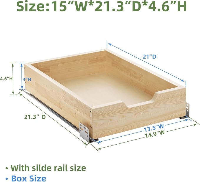 Pull Out Drawers for Cabinets, 13½” W x 21” D Soft Close Slide Out Drawers for - Image 3