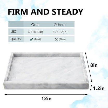 Real Natural Marble Tray for Bathroom, Kitchen and Desktop, Rectangle Genuine - Image 2