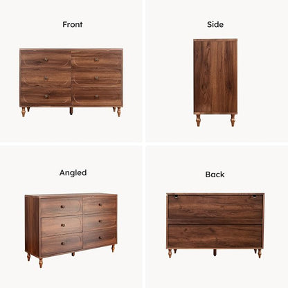 6 Drawer Dresser for Bedroom, Dark Walnut Wood Dresser - Image 7
