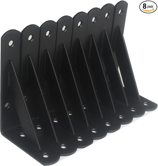 8 Pack L5 x H 3" Black Heavy Duty Shelf Brackets by MHMYDZ