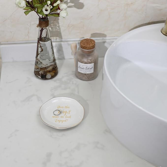 HOME SMILE Engaged Ring Dish-Does This Ring Make Me Look Engaged Trinket Dish- - Image 3