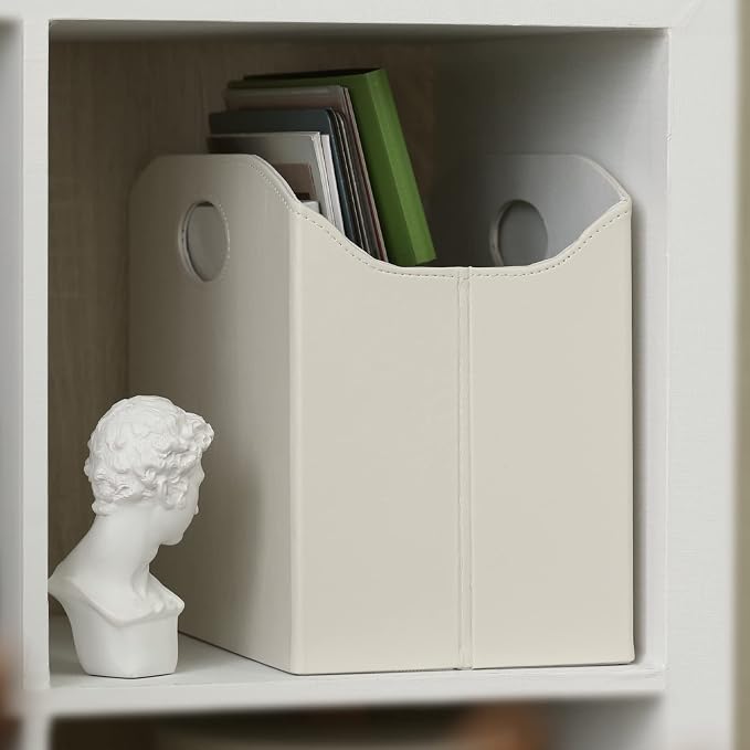 EZDeco Magazine Holder Foldable Magazine Rack Floor PU Leather File Holder - Image 3