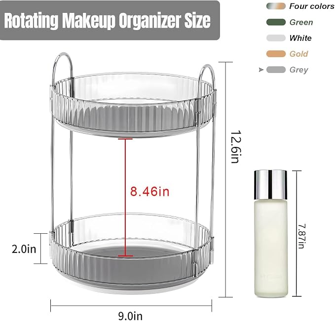 360 Rotating Makeup Organizer for Vanity, Bathroom Countertop Spinning Perfume - Image 4