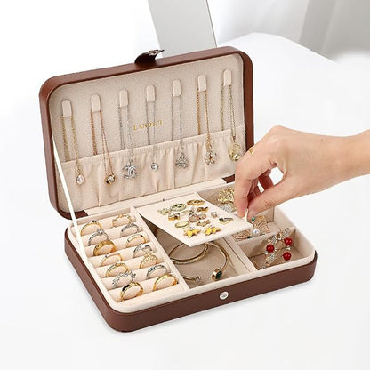 LANDICI Small Jewelry Box for Women Girls, PU Leather Travel Jewelry Case - Image 5