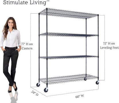 60"x24"x72" PRIME HEAVY DUTY Black 4-Tier Wire Shelving NSF 2400 LBS MAX - Image 5