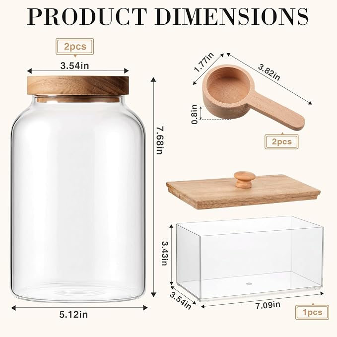 2 Half Gallon Glass Laundry Jars Set 1 Acrylic Dryer Sheet Holder Laundry Pods - Image 3