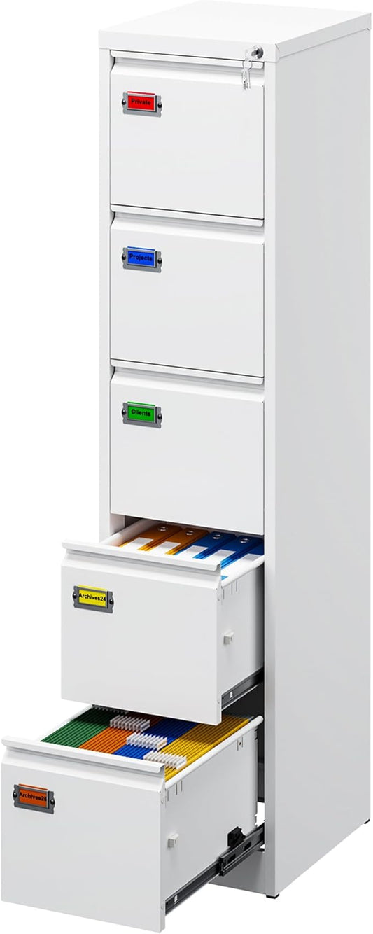 5-Drawer File Cabinet, 16.3" Deep Vertical Metal Filing Cabinet by PEUKC