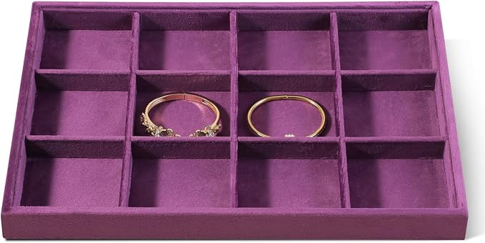Velvet Stackable Jewelry Display Tray, 12 Grid Watch Bangle Bracelet Storage by Dansmiy
