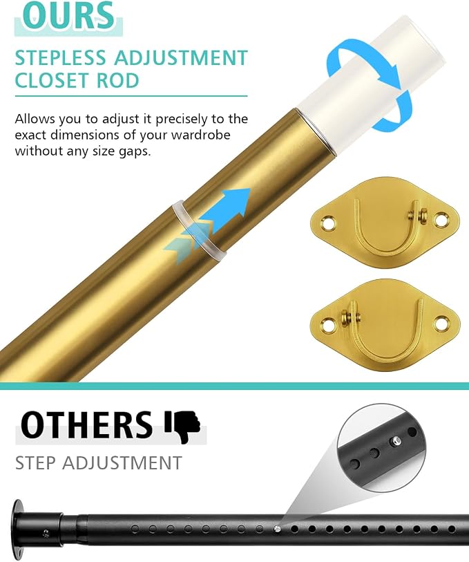 Closet Rod, 17 to 28 Inch Heavy Duty Adjustable Metal Clothing Rack - Image 3