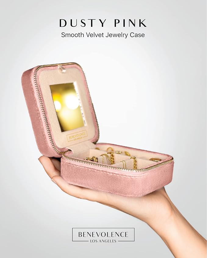 Benevolence LA Plush Velvet Jewelry Box | Travel Jewelry Case Organizer - Image 2