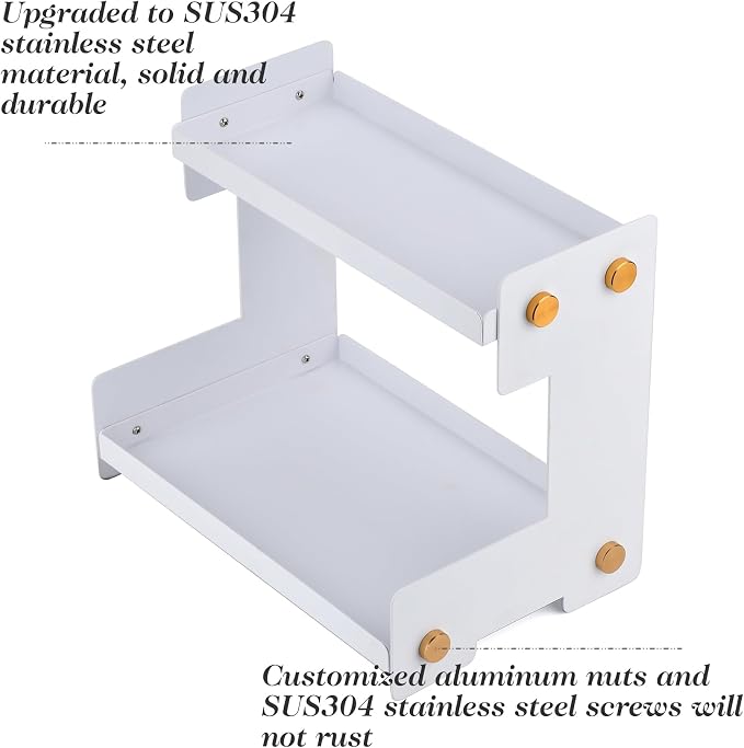 FFK 2 Tier Bathroom Countertop Organizer, SUS 304 Stainless Steel Storage Shelf - Image 4
