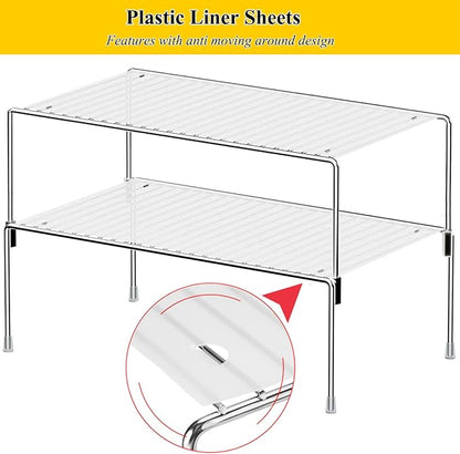 Set of 2 Kitchen Cabinet Organizer Shelves, Stackable Organizer and Storage - Image 4