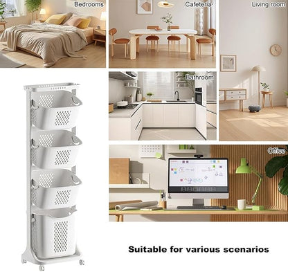 4-Tier Rolling Laundry Hamper Cart - Image 3