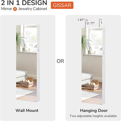 GISSAR Full Length Mirror Jewelry Cabinet, 6 LEDs Jewelry Armoire Wall Mounted - Image 6