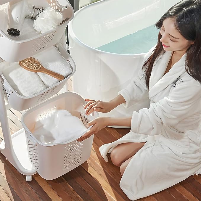 4-Tier Rolling Laundry Hamper Cart - Image 8