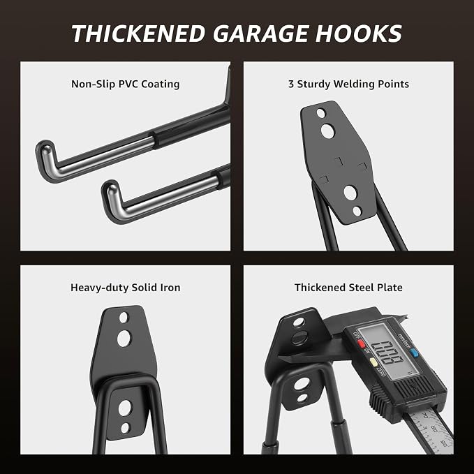 30 Pack Utility Steel Heavy Duty Wall Mount Garage Hooks, - Image 4