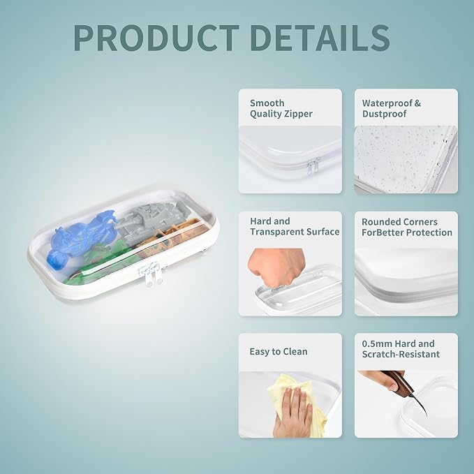 Set of 2 - Hard Sided Clear Zipper Case - Image 4