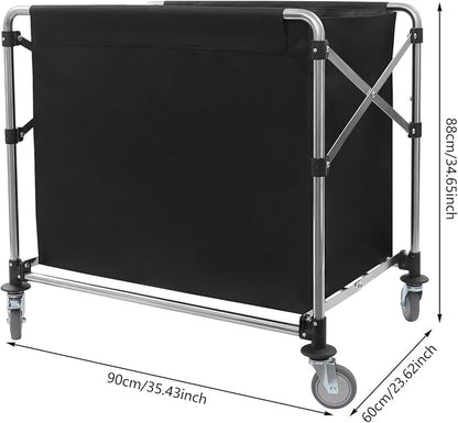 Commercial Laundry Cart with Wheels, Folding Laundry Hamper Cart, Heavy Duty - Image 2