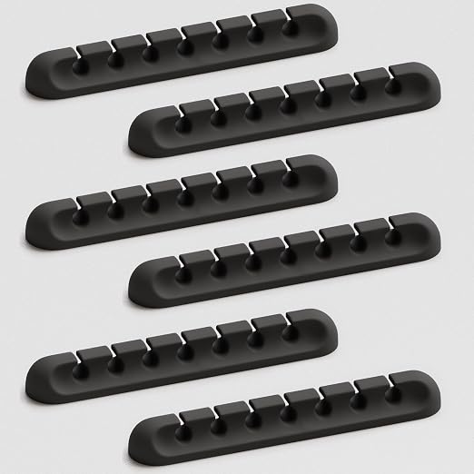 USB Cable Organizer Clips Cord Holder, 6 Packs Black Self Adhesive Desk Cord by Apromisith
