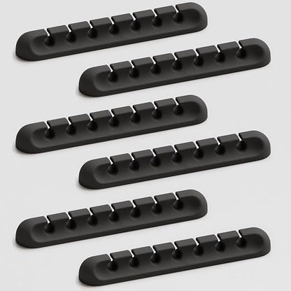 USB Cable Organizer Clips Cord Holder, 6 Packs Black Self Adhesive Desk Cord by Apromisith