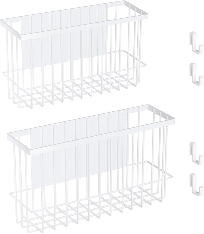 Magnetic Metal Basket Organizers, 2 Pack Large & Small, Strong Magnet Hanging by Jeyoon