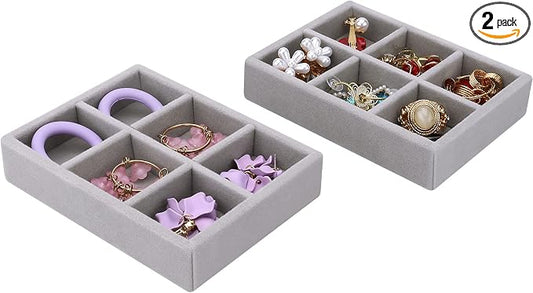 DesignSter Small Jewelry Tray, Velvet Jewelry Display Tray, Stackable Jewelry by DesignSter