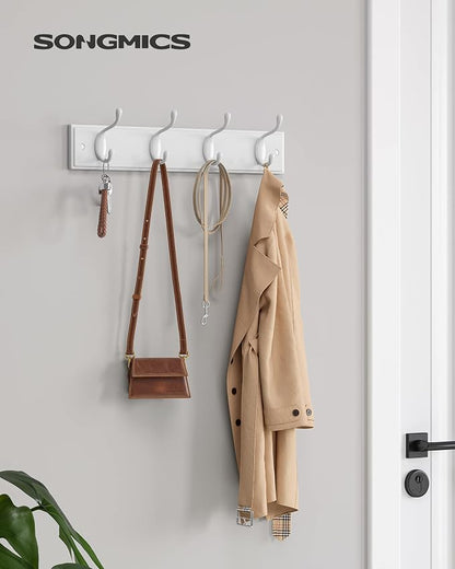 SONGMICS Wall-Mounted Coat Rack, Hook Rack, 4 Dual Metal Hooks, - Image 2