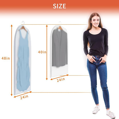 Clear Garment Bags for Hanging Clothes, 48in Dress Clothing Suit Bags Coat for - Image 4
