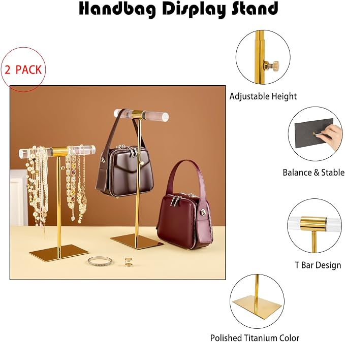Set of 2 Acrylic Display Stand Jewelry Towers Stands Stainless Steel Adjustable - Image 4