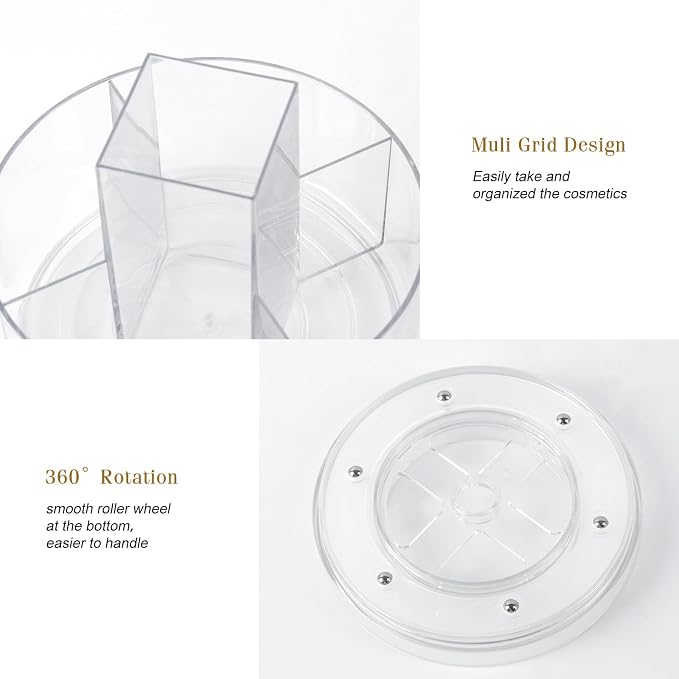 360° Rotating Makeup Organizer Clear Lazy Susan Organizer - Image 3